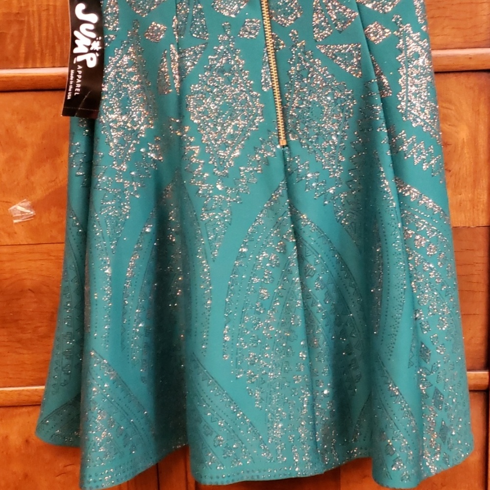Jump Apparel Green & Silver Sequin Dress SZ 1/2 - Picture 6 of 7